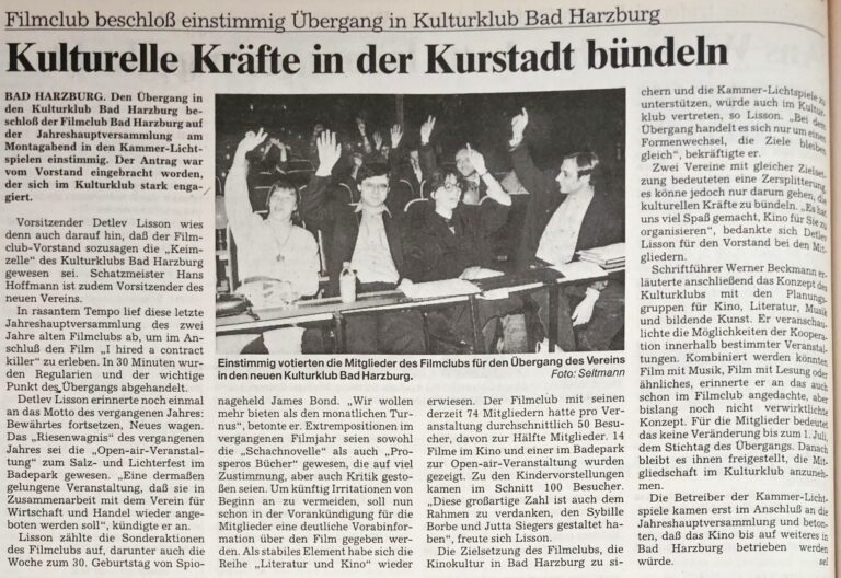 Filmclub geht zum Kultur überklub über